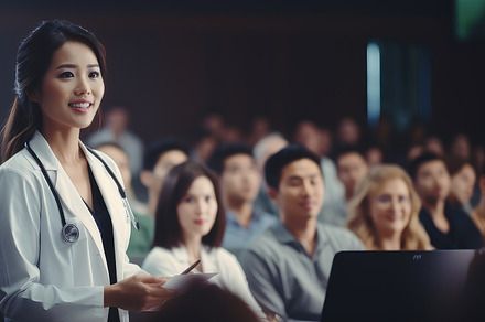 female doctor speaks at a lecture, a Photo by Pictures for you!!!!!!!!!