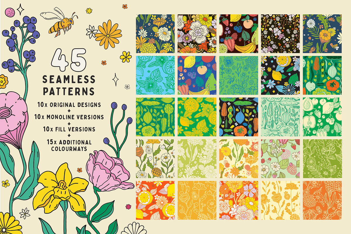Groovy Garden Graphic Collection, a Pattern Graphic by rouxsupplyco (Photo 3 of 10)