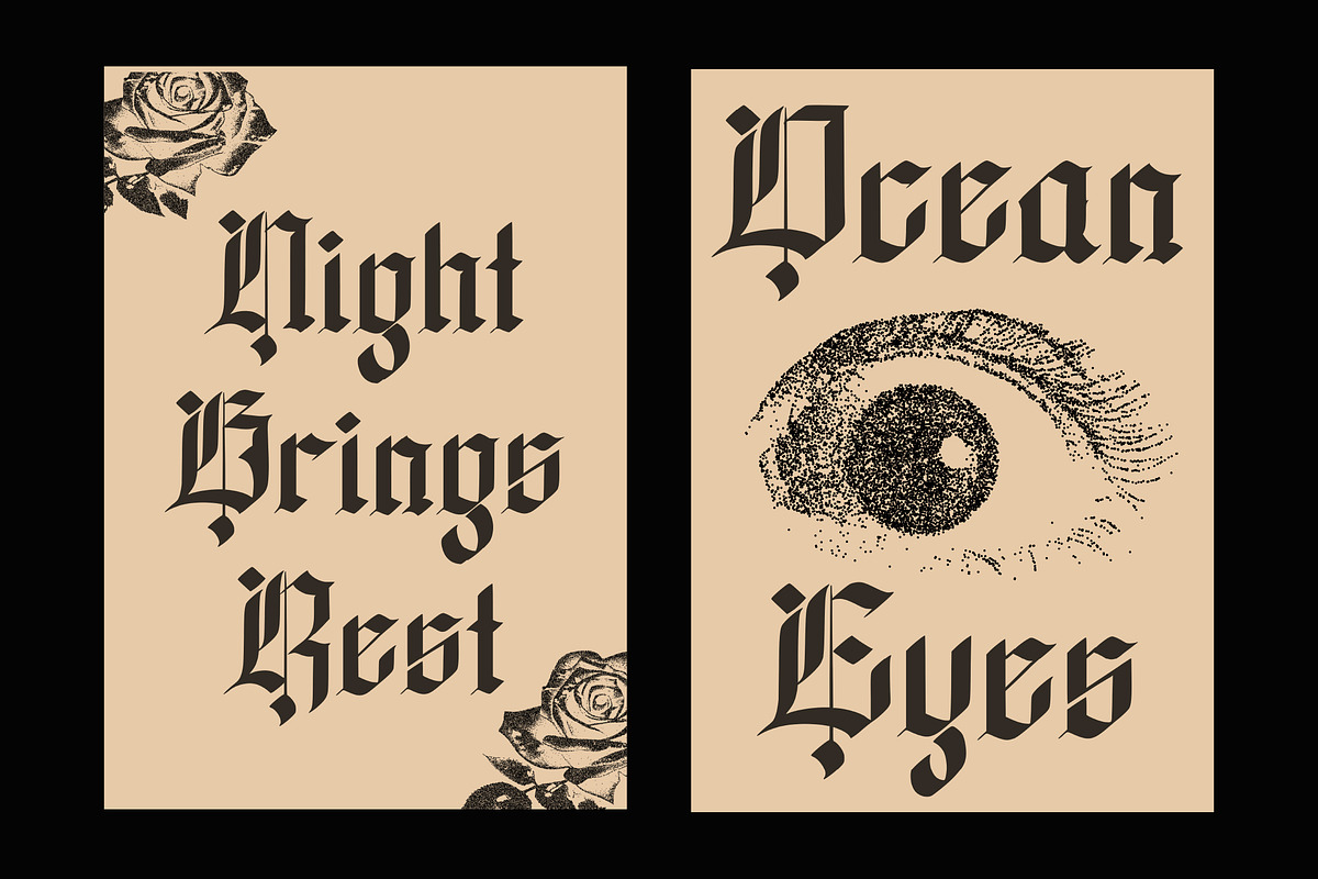 Yograde Gothic – Modern Blackletter, a Blackletter Font by Randi Irvan | Rvandtype (Photo 7 of 11)