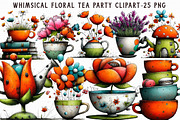 Whimsical Floral Tea Party Clipart, an Illustration by Libby Wishes (Thumbnail 1 of 6)