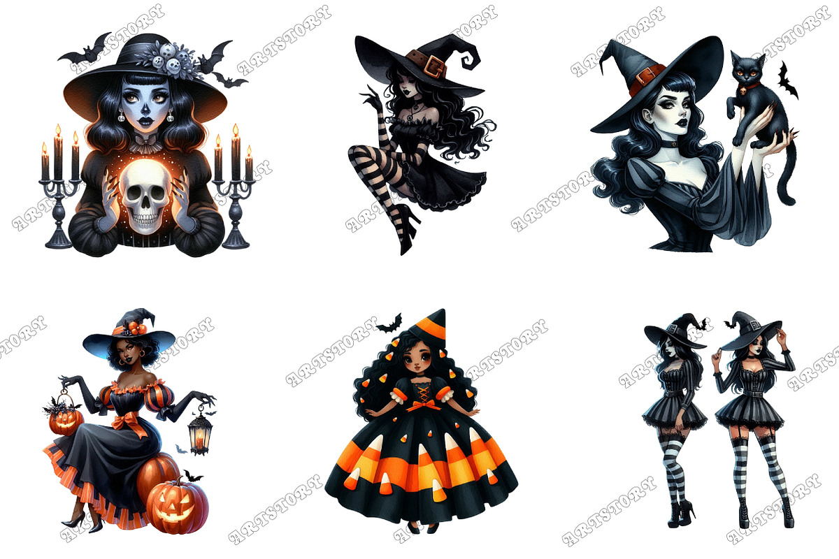 Watercolor Halloween Black Woman, an Illustration by designcity5 (Photo 3 of 5)