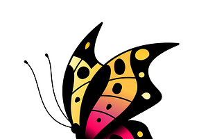 Colorful Stylized Butterfly. Flying