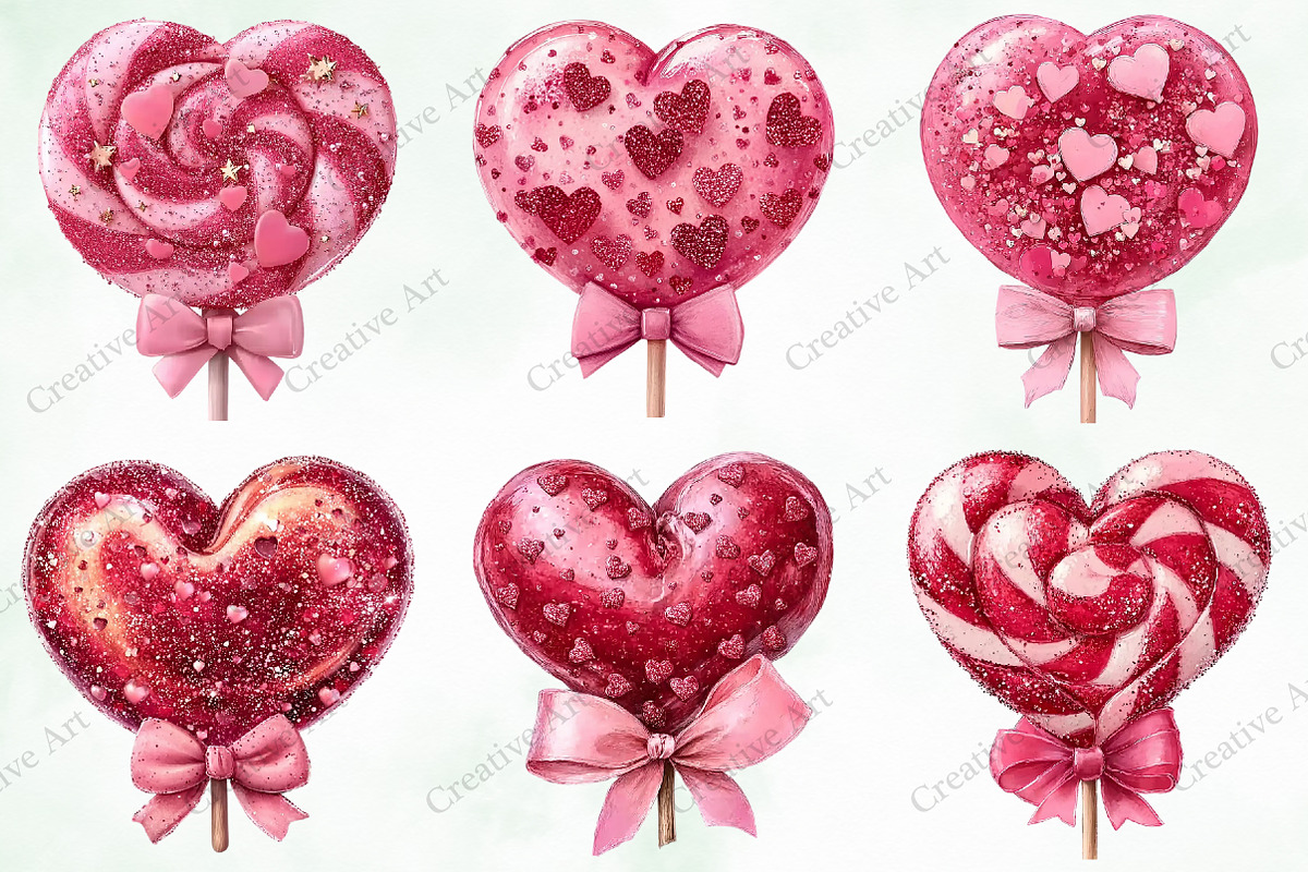 Valentine Lollipop Clipart Bundle, an Illustration by Creative Art (Photo 7 of 9)