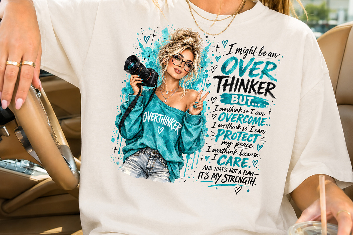 Overthinker Girl Mental Health Quote, a Seasonal Illustration by Rose Art (Photo 2 of 4)