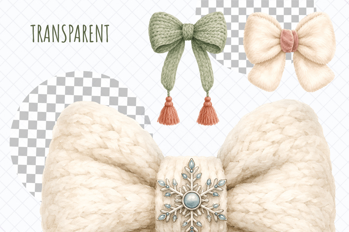 Cozy Winter Bows Clipart, a Decorative Illustration by Whimsy Brush Studio (Photo 7 of 9)