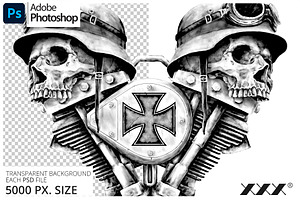 Motorcycle Skull T-Shirt Design, an Illustration by XXX