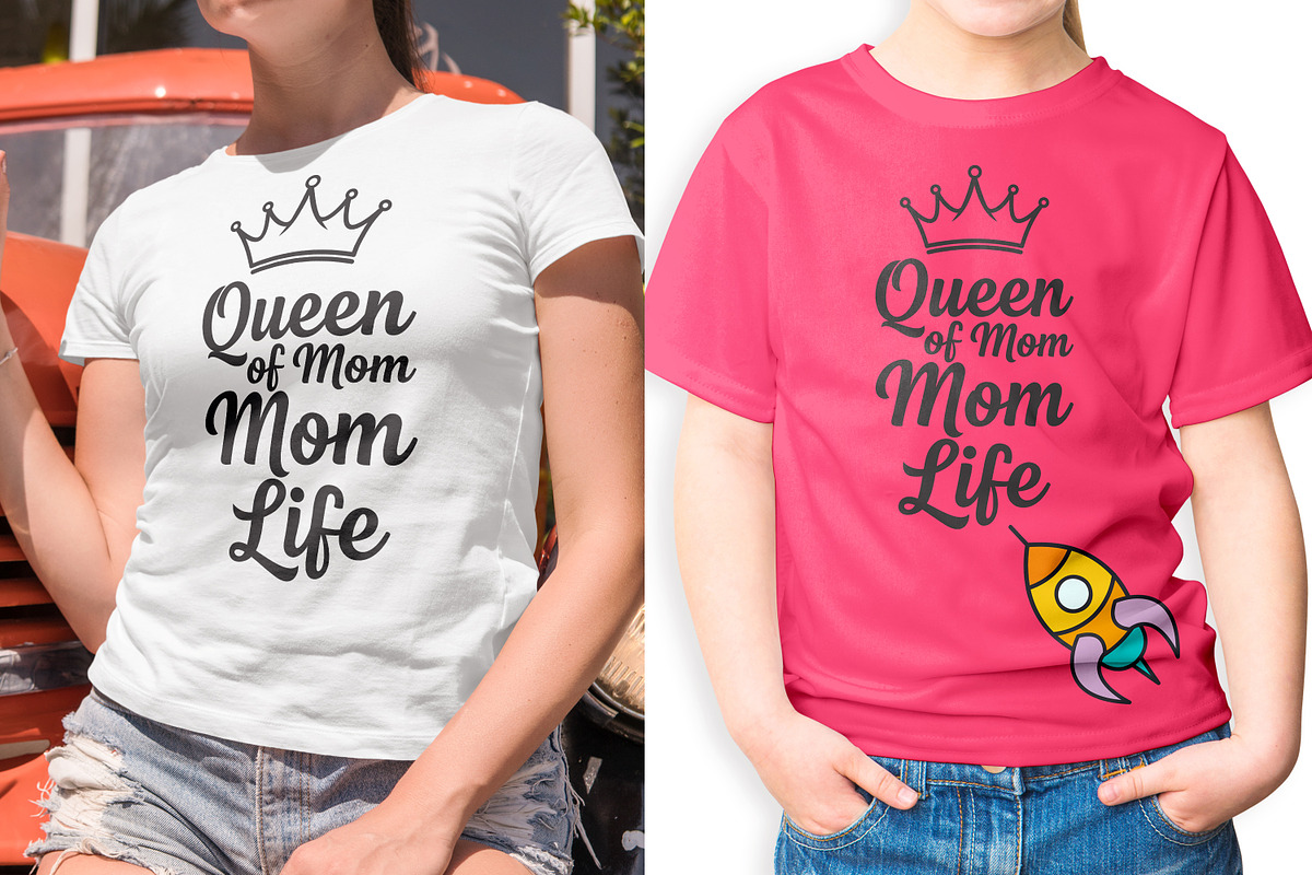Queen of Mom Life T-Shirt Design SVG, an Object Illustration by Ghagra (Photo 3 of 7)