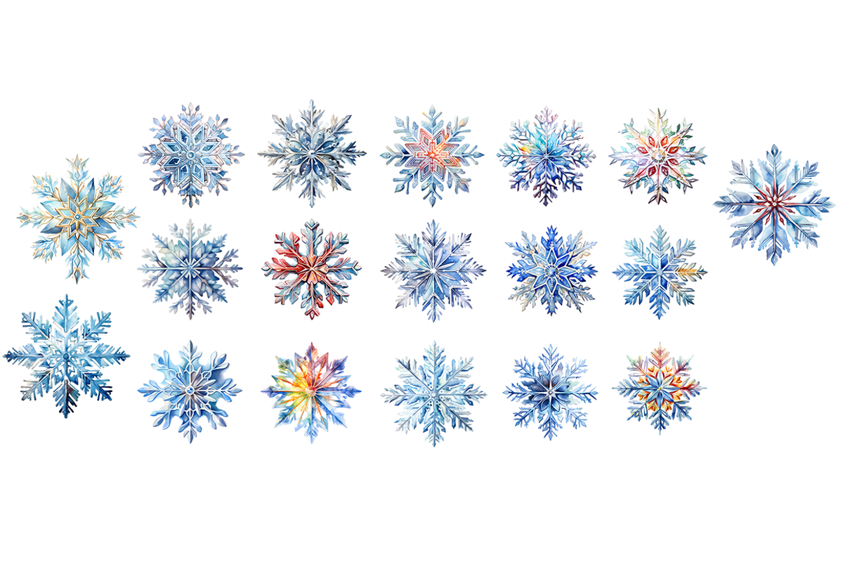 Watercolor Snowflake Clipart, a Decorative Illustration by stickermadness (Photo 3 of 3)
