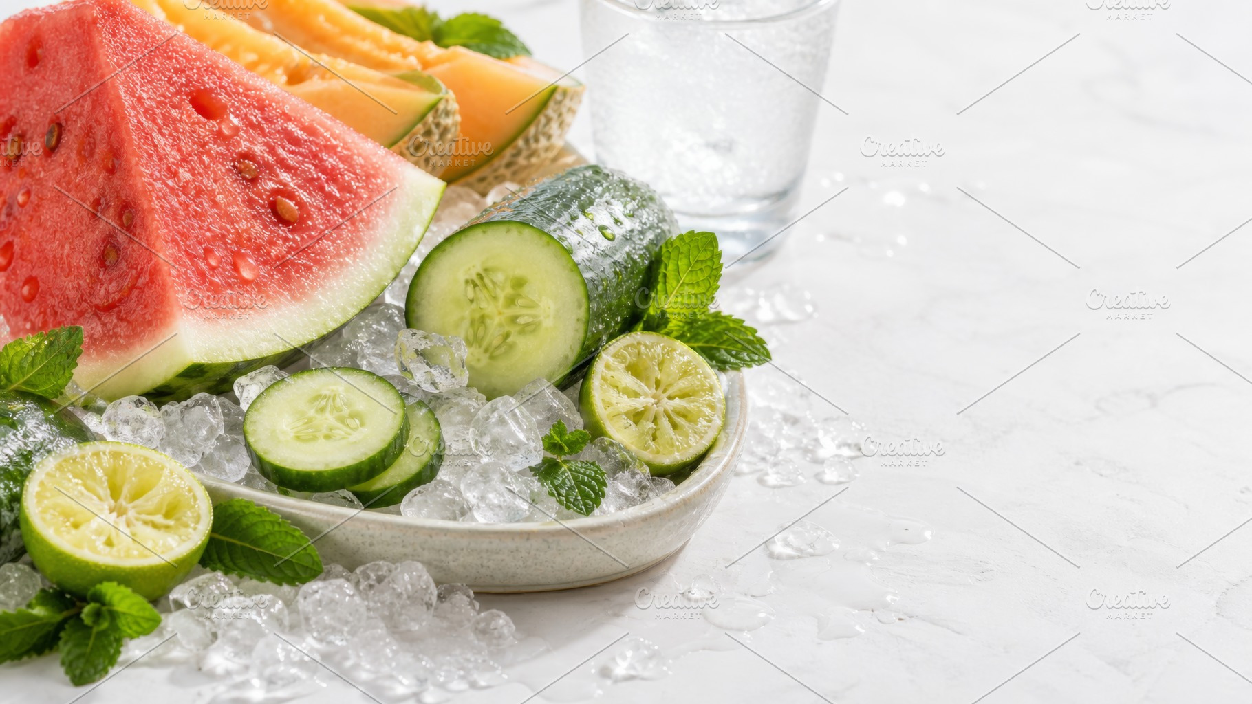 Fresh summer platter with watermelon, a Photo by Dvoevnore photos