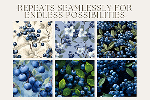 8 Blueberries Seamless Pattern