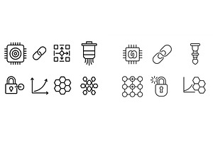 Diverse set of line art icons, a Technology Illustration by ZinetroN