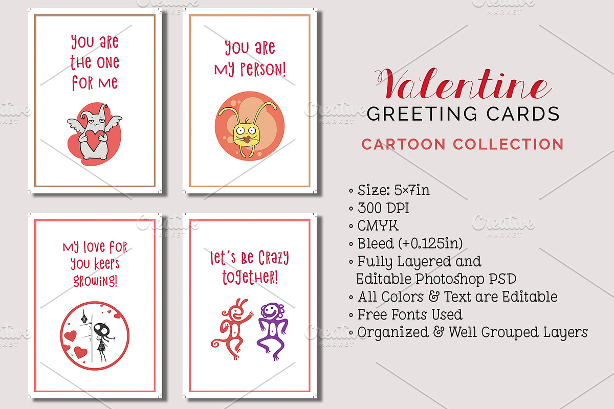 6 Valentine's Day Cards, a Card Template by Cyrah's Collection (Photo 1 of 3)