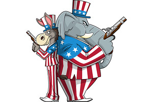 Donkey Vs Elephant Cartoon Character