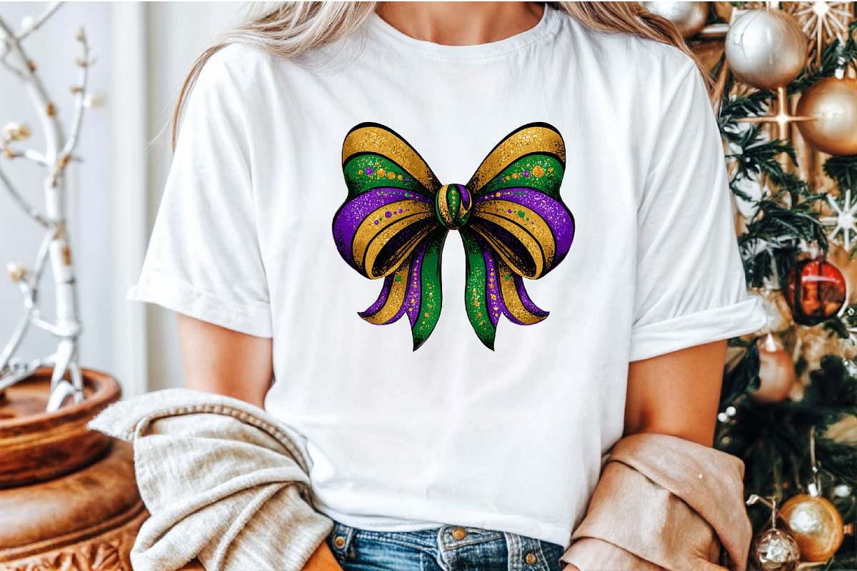 Mardi Gras Bow, Coquette Bow, Mardi, an Illustration by Sublimation Artist (Photo 5 of 6)