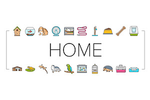 multi species home icons set vector, an Animal Illustration by pikepicture