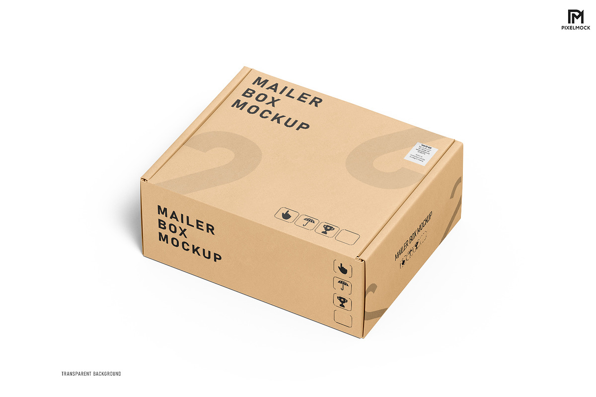 Square Kraft Mailer Box Mockup Set, a Packaging Mockup by pixelmock (Photo 10 of 19)