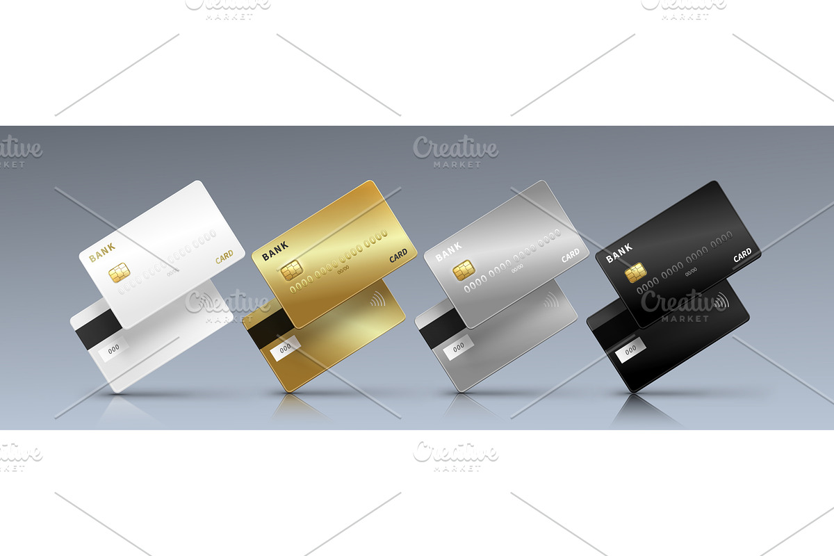 Bank credit card mockup with gold, a Finance Illustration by art PVP - market
