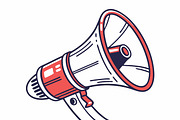 classic megaphone in red and white, an Object Illustration by SouravDesign (Thumbnail 1 of 3)