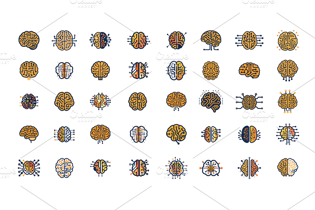 Digital brain logos vector set, an Education Illustration by Stock-Smart-Start