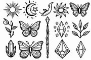 Mystical Crystal & Floral Icons Set, an Illustration by jahid234 (Thumbnail 4 of 7)