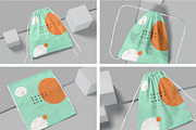 4 Drawstring Bag Mockups, a Packaging Mockup by megostudi0 (Thumbnail 1 of 6)