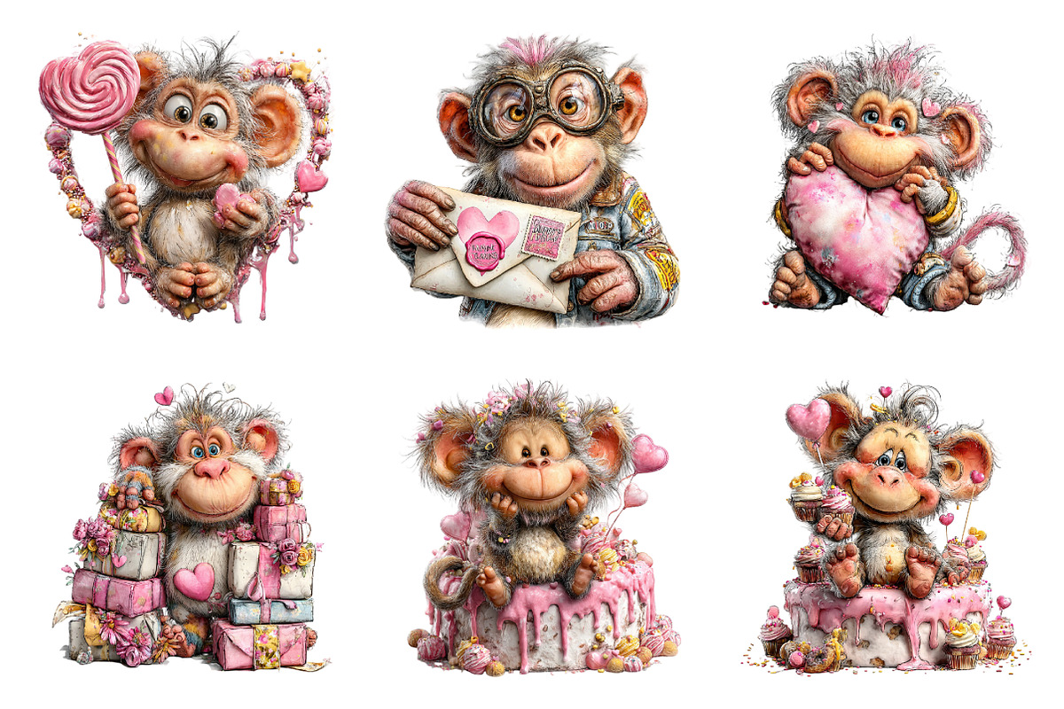 Valentines Day Monkey Sublimation, an Illustration by SinaCreation (Photo 4 of 11)