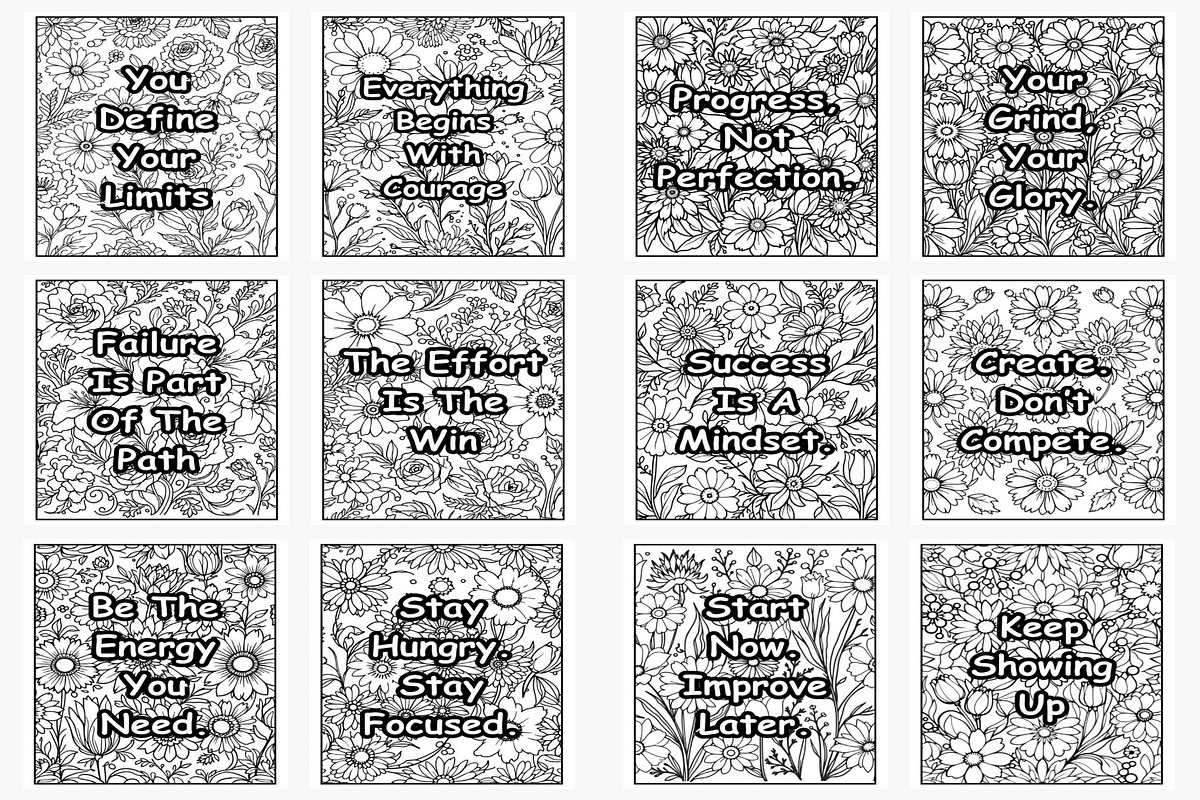 Motivational Quote Coloring Pages, a Print Template by Lamia Emad (Photo 2 of 4)