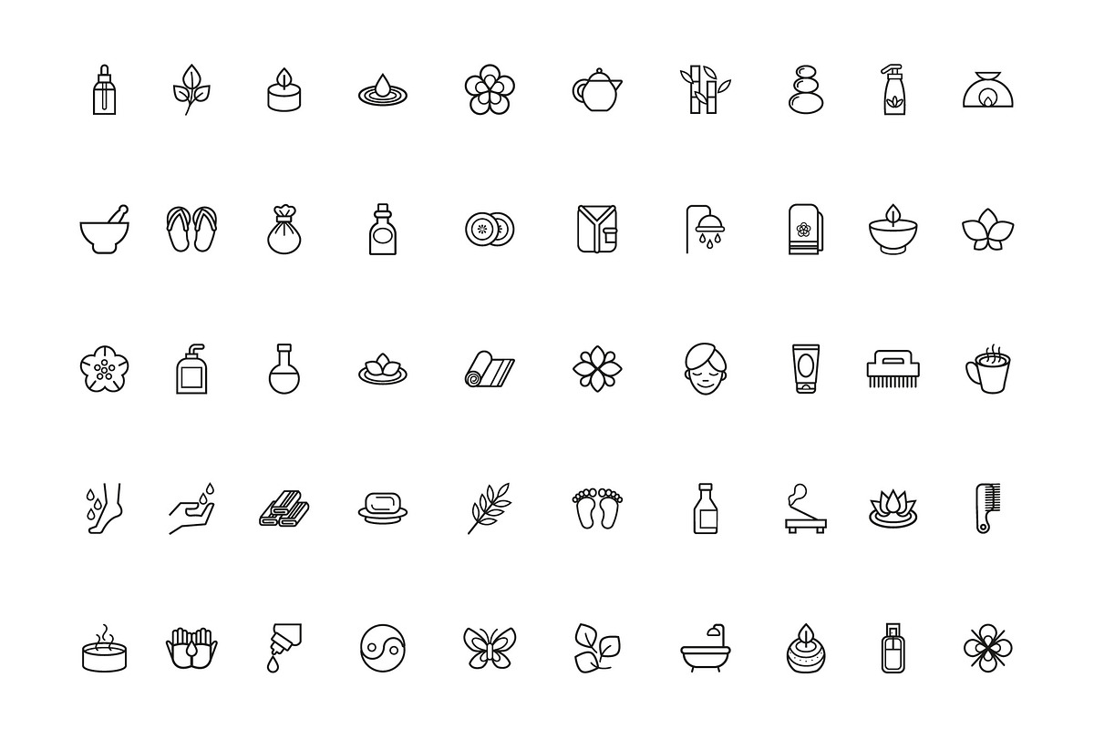 Spa Wellness Line Icon Set, an Outline Icon by studiogstock (Photo 1 of 4)