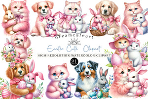 Easter Cute Clipart, an Illustration by DreamCafeArt