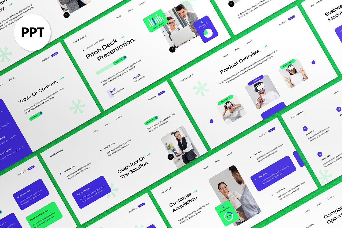 White Green Modern Pitch Deck PPT, a Presentation Template by graphicook (Photo 1 of 5)