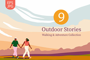 Hiking & Camping in Mountains, an Illustration by Olga Bonitas