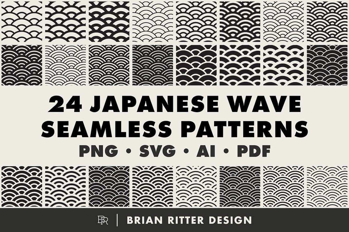 24 Japanese Wave Patterns, a Pattern Graphic by Brian Ritter Design (Photo 1 of 3)