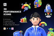 3D Business Performance Icon Set, a Characters & Person 3D Model by Flat Icons (Thumbnail 1 of 8)