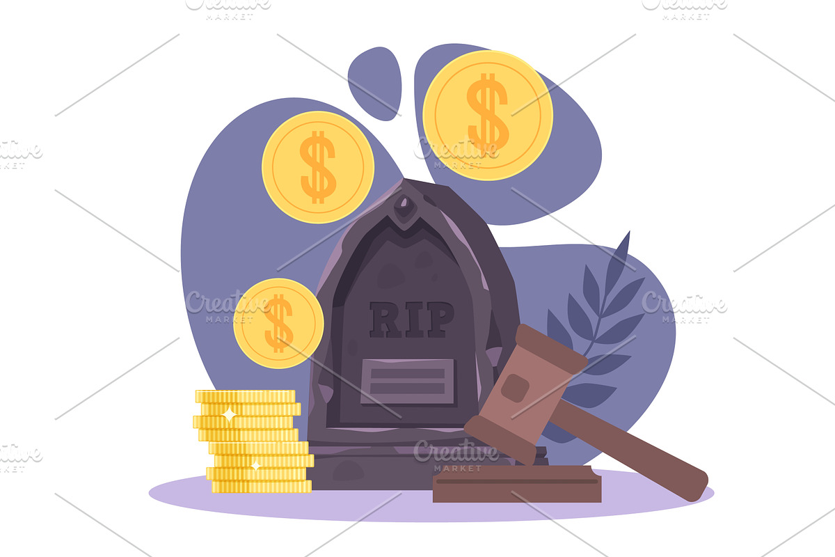 Payment of post mortem insurance, a Finance Illustration by YummyBuum