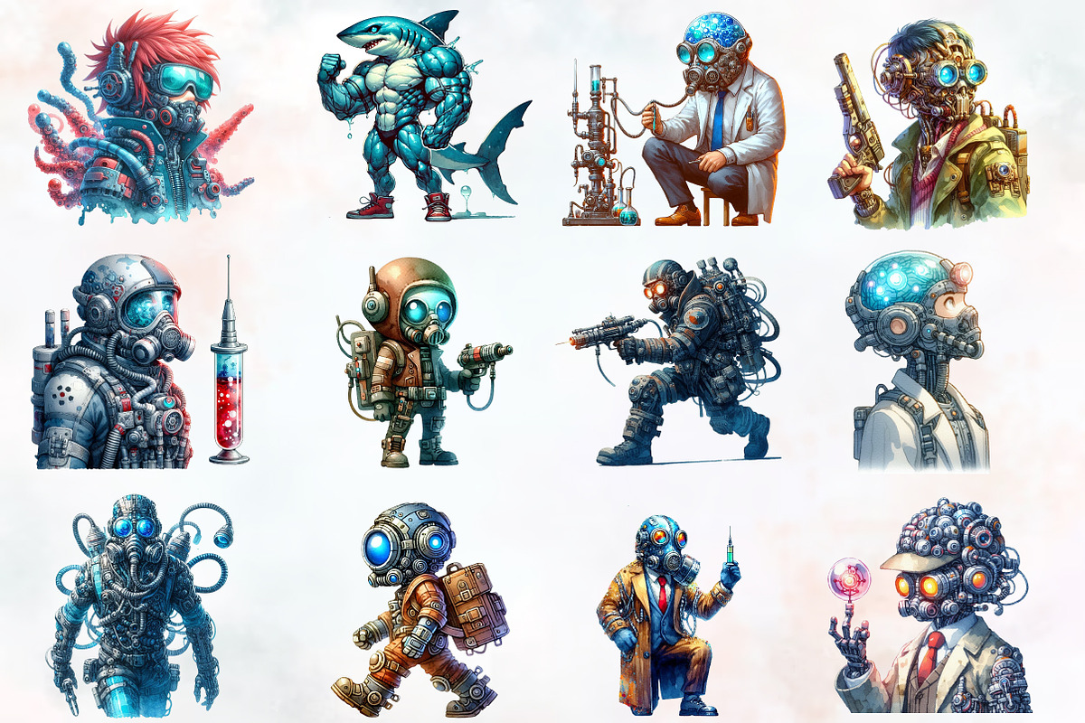 Biopunk character clipart, a Person Illustration by RobertsArt (Photo 4 of 4)