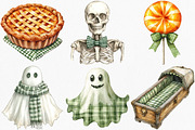Watercolor Green Gingham Halloween, an Illustration by Canvas Craft (Thumbnail 3 of 8)