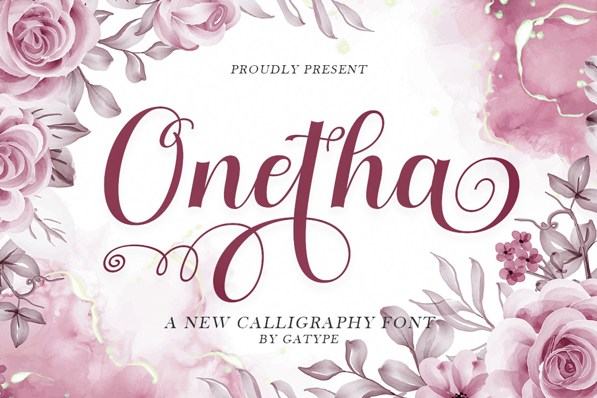 Onetha, a Script Font by Gatype (Photo 1 of 5)