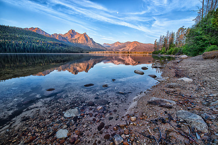Sunrise on a mountain lake