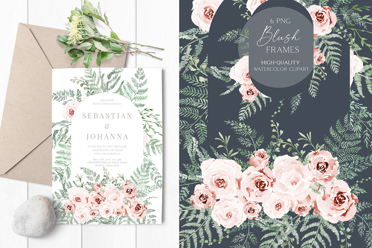 Watercolor Fern and Roses, an Object Illustration by Olga Koelsch (Photo 5 of 15)