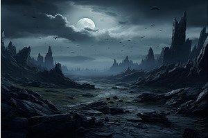Sprawling Stone black landscape, an Illustration by Ylivdesign