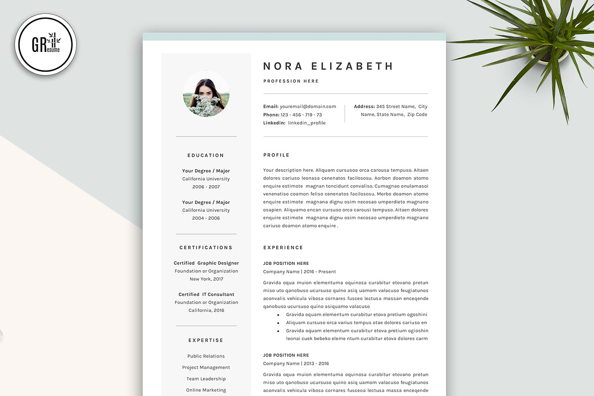 Creative Resume CV Templates, a Resume Template by GResume (Photo 2 of 7)