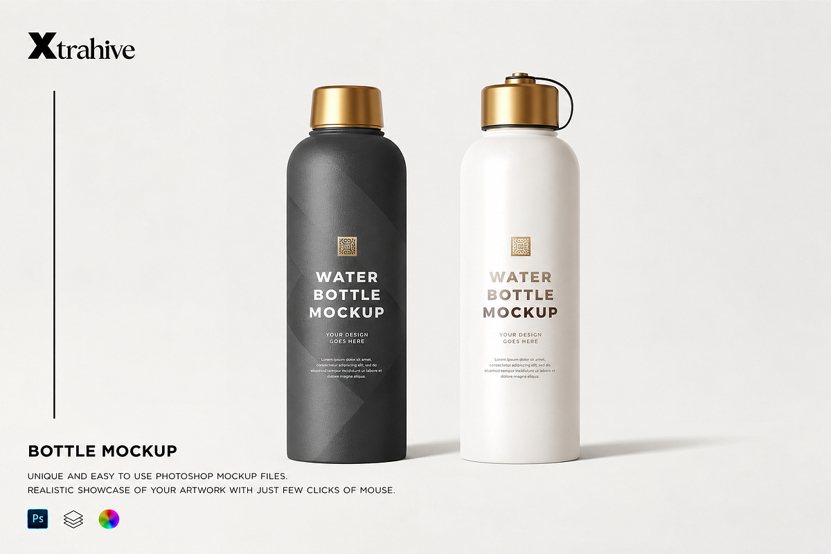 Water Bottle Mockup, a Household Mockup by Xtrahive (Photo 1 of 3)