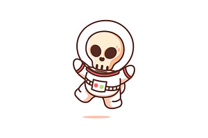 cute skull wearing astronaut costume