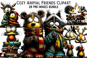 Cozy Animal Friends Clipart, an Illustration by Craft Nest