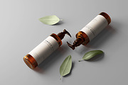 Amber Glass Pump Bottle Mockups, a Cups & Container Mockup by pmvch (Thumbnail 9 of 10)