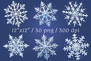 Christmas Snowflake Clipart - 30 png, a Seasonal Illustration by GalaDesign03 (Thumbnail 2 of 7)