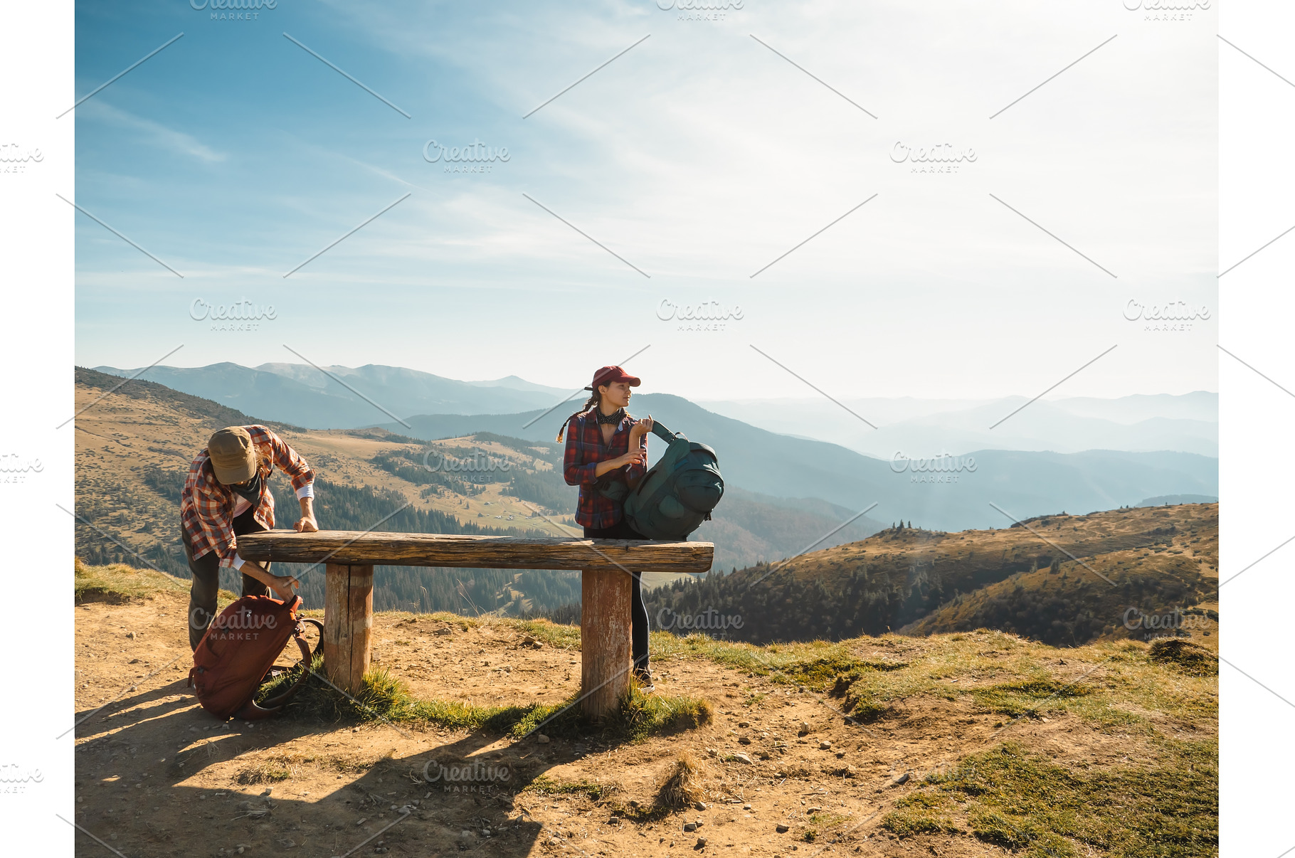 Couple of Hikers With Backpacks in, a Sports & Recreation Photo by Emotion photo