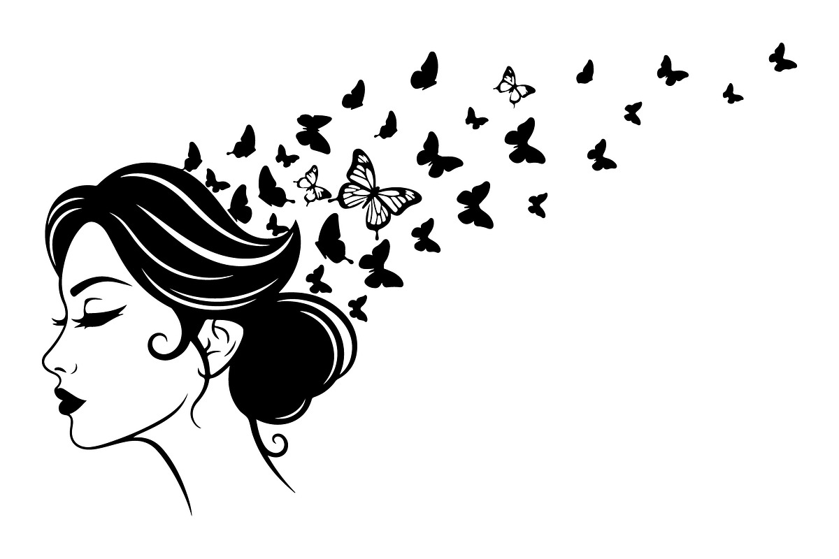Woman Butterfly Hair Silhouette, an Object Illustration by yasushie (Photo 7 of 31)
