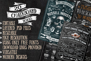 Twenty Editable Chalkboard Designs!