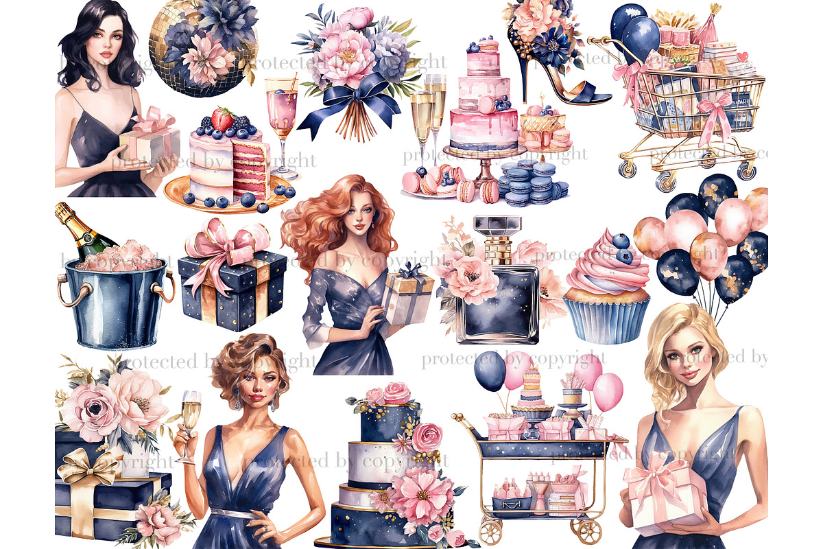 Happy Birthday Clipart PNG, a Person Illustration by GlamArtZhanna (Photo 2 of 5)